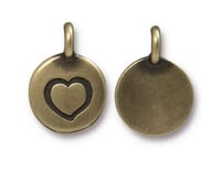 Heart Charms Love Friendship Antique Brass Small Lotus Charm TierraCast Lead Free Pewter 17mm x 12mm