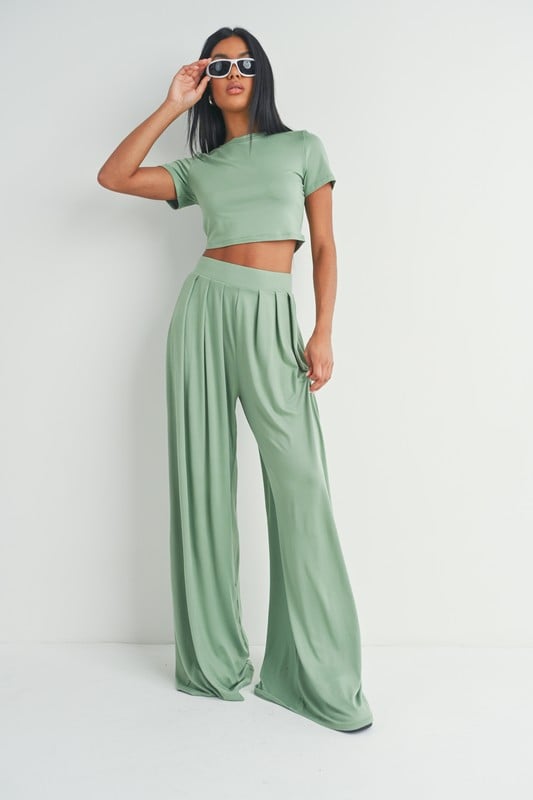 Image of Palazzo Pants Set (Sage)