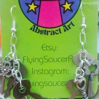 Image 2 of Handmade Upcycled Key Charm Earrings