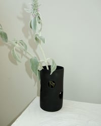 Image 1 of Cut-Out Vase in Black Satin