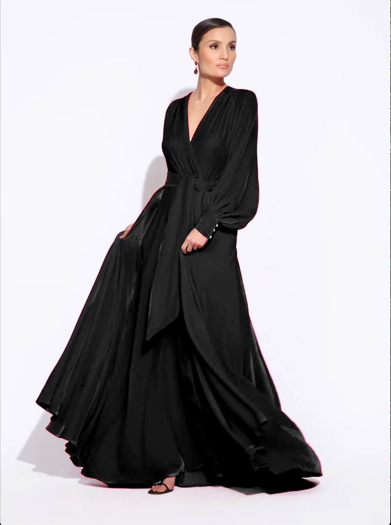 Black Limited Edition Silk Velvet Beverly Dressing Gown PRE-ORDER FOR NOVEMBER DELIVERY Image 2