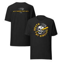 Image 3 of DEATH BY SINGLES T-Shirt (Black Heather)