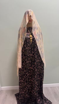 Image 1 of Black with floral pattern in shades of pink black gorgoro