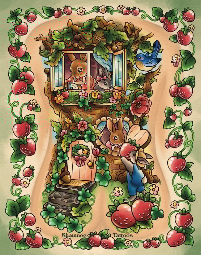 Bunny Backpiece Print