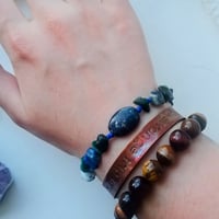 Image 4 of Lapis Lazuli and Green Jasper Chip Bracelet