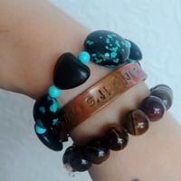 Image 2 of Blue Moon Turquoise and Black Agate Bracelet