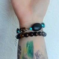 Image 3 of Blue Moon Turquoise and Black Agate Bracelet