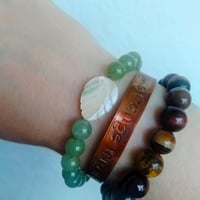 Image 2 of White Abalone Shell Leaf and Aventurine Bracelet.