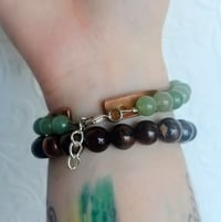 Image 3 of White Abalone Shell Leaf and Aventurine Bracelet.