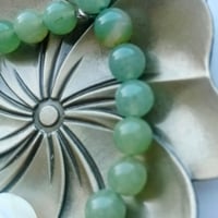 Image 4 of White Abalone Shell Leaf and Aventurine Bracelet.