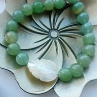 Image 5 of White Abalone Shell Leaf and Aventurine Bracelet.