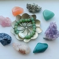 Image 1 of White Abalone Shell Leaf and Aventurine Bracelet.