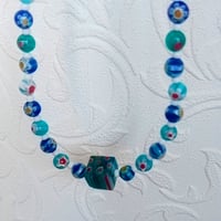 Image 2 of Blue Cube Millefiori Necklace
