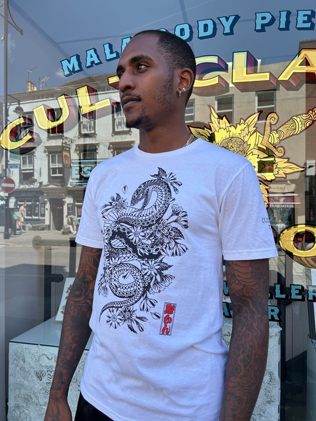 Aaron Hewitt Snake and Blossoms T-shirt