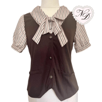 Image 1 of Axes Femme Brown Faux Vest Blouse