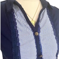 Image 2 of Axes Femme Navy Striped Blouse Top
