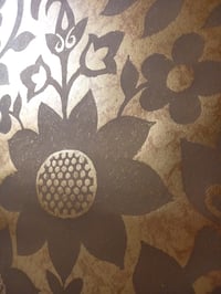 Image 4 of 1960s Vintage Sanderson Wallpaper Rolls - Gold Groovy Flower Power MCM Hippie - (Set of 3)
