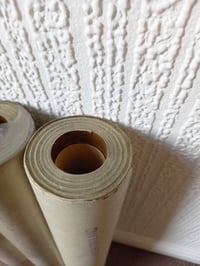 Image 5 of 1960s Vintage Sanderson Wallpaper Rolls - Gold Groovy Flower Power MCM Hippie - (Set of 3)