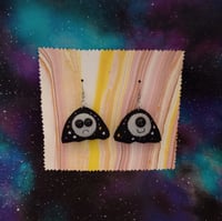 Image 1 of Fabric art cosmic ghost earrings 
