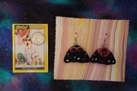 Image 3 of Another pair of fabric art cosmic eyeball ghost earrings 