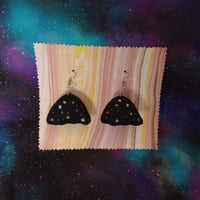 Image 2 of Another pair of fabric art cosmic eyeball ghost earrings 