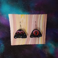 Image 1 of Another pair of fabric art cosmic eyeball ghost earrings 