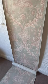 Image 3 of 1940s Vintage Sanderson Wallpaper Rolls - 1950s Floral Cherubs Renaissance Traditional (Set of 2)