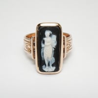 Image 1 of Victorian 14k Rose Gold, Hardstone Figural Cameo Ring