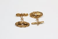 Image 1 of Art Nouveau 14k Gold, Diamond Cuff Links - Old European Cut Diamonds - Depletion Gilded