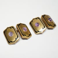 Image 1 of Phenomenal, Art Nouveau 14k Yellow Gold, Pink Star Sapphire Cuff Links - Exquisite Original Art N...