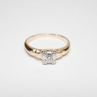 Image 1 of Vintage, Two Tone 14k Gold and Palladium, Diamond Solitaire Ring - .06 Carat Center Diamond - Tim...