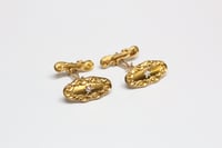 Image 2 of Art Nouveau 14k Gold, Diamond Cuff Links - Old European Cut Diamonds - Depletion Gilded
