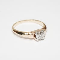 Image 2 of Vintage, Two Tone 14k Gold and Palladium, Diamond Solitaire Ring - .06 Carat Center Diamond - Tim...