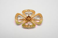Image 1 of Art Nouveau 14k Gold, Pearl, and Seed Pearls Brooch - Chatelaine Pin - Exquisite and All Original