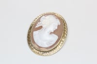 Image 3 of Art Deco 14k Green Gold, Shell Cameo - Beautiful Antique Cameo Brooch