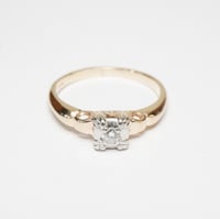Image 3 of Vintage, Two Tone 14k Gold and Palladium, Diamond Solitaire Ring - .06 Carat Center Diamond - Tim...