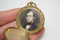 Image 3 of Antique 10k Gold and Gold Filled Locket with Painted Portrait - Victorian Era