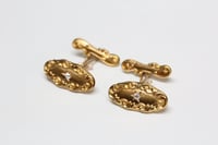 Image 4 of Art Nouveau 14k Gold, Diamond Cuff Links - Old European Cut Diamonds - Depletion Gilded