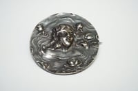 Image 4 of Art Nouveau Woman and Water Lilies Brooch - Exquisite Art Nouveau Brooch or Pin - Water Lily and ...