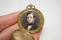 Image 4 of Antique 10k Gold and Gold Filled Locket with Painted Portrait - Victorian Era