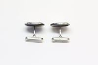 Image 5 of Vintage Sterling Silver and 14k Yellow Gold Greek Key Cuff Links - Lovely Handmade Cufflinks - Li...