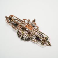 Image 5 of Victorian 14kt Rose Gold, Turquoise Horseshoe and Riding Strop Bar Pin - Truly an Exquisite Old B...