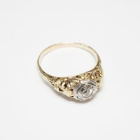 Image 5 of Art Deco 14k Yellow Gold, Diamond Filigree Ring - ~.08 Carat Old European Cut Diamond Center