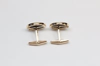 Image 4 of Mid Century 14k Yellow Gold, Onyx, Mother-of-Pearl Cuff Links