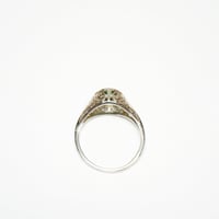 Image 6 of Art Deco 18k White Gold, Emerald Filigree Ring - ~.20 Carat Emerald Center
