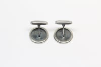 Image 6 of Vintage Sterling Silver and 14k Yellow Gold Greek Key Cuff Links - Lovely Handmade Cufflinks - Li...