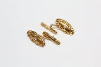 Image 7 of Art Nouveau 14k Gold, Diamond Cuff Links - Old European Cut Diamonds - Depletion Gilded