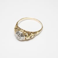 Image 6 of Art Deco 14k Yellow Gold, Diamond Filigree Ring - ~.08 Carat Old European Cut Diamond Center