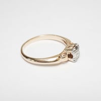 Image 6 of Vintage, Two Tone 14k Gold and Palladium, Diamond Solitaire Ring - .06 Carat Center Diamond - Tim...