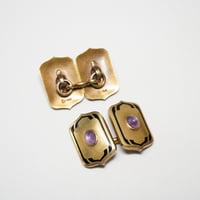 Image 6 of Phenomenal, Art Nouveau 14k Yellow Gold, Pink Star Sapphire Cuff Links - Exquisite Original Art N...